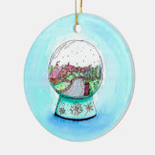 Gemälde von English Village Snow Globe Keramik Ornament (Links)