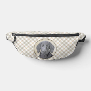 Gemälde von Flat-Coated Retriever Schwarzer Hund H Bauchtasche