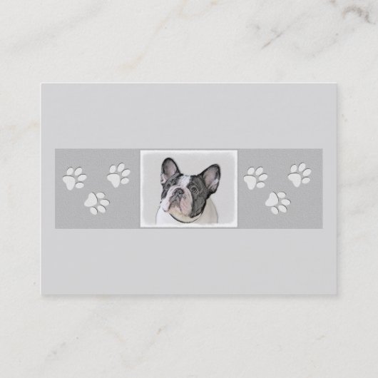 Gemälde von Französisch-Bulldog (Brindle Pied) - H Visitenkarte (Rückseite)