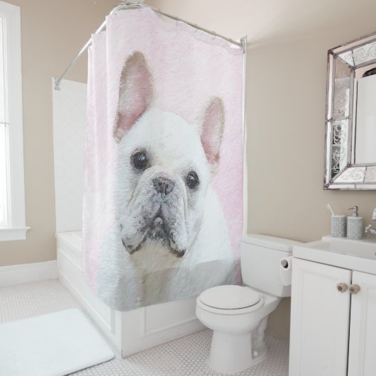 Gemälde von Französisch-Bulldog (Cream/White) - Hu Duschvorhang (Beispiel)