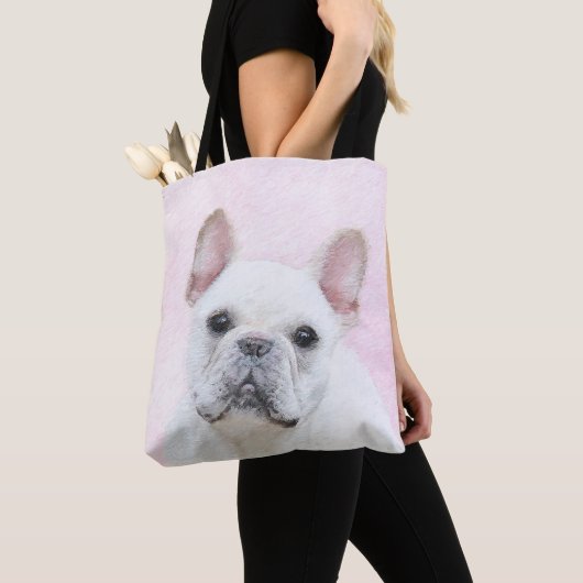 Gemälde von Französisch-Bulldog (Cream/White) - Hu Tasche (Von Nahem)