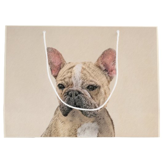 Gemälde von Französisch-Bulldog (Sable) - Niedlich Große Geschenktüte (Rückseite)