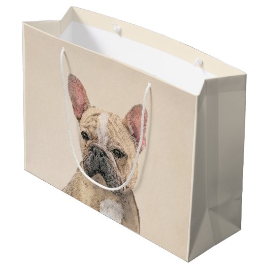 Gemälde von Französisch-Bulldog (Sable) - Niedlich Große Geschenktüte (Rückseite Schrägansicht)