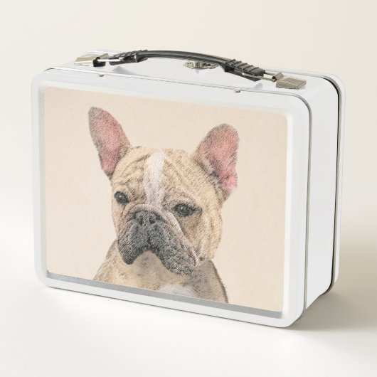 Gemälde von Französisch-Bulldog (Sable) - Niedlich Metall Brotdose (Rückseite)