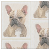 Gemälde von Französisch-Bulldog (Sable) - Niedlich Stoff (Nahaufnahme)