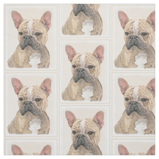 Gemälde von Französisch-Bulldog (Sable) - Niedlich Stoff (Muster)
