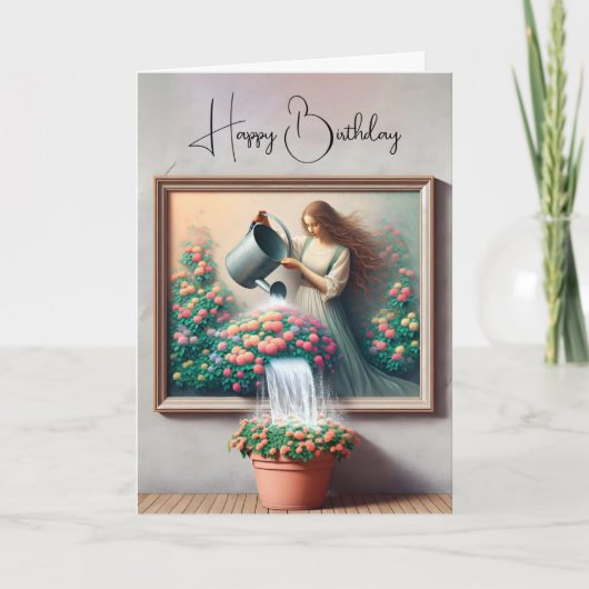 Gemälde von Frauen Wasser einer gepolsterten Pflan Karte (Vorderseite)