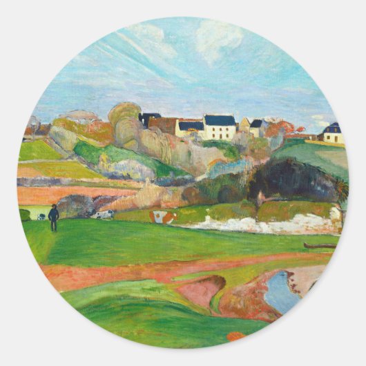 Gemälde von Gauguin Stilvolle klassische Kunst Runder Aufkleber (Vorderseite)