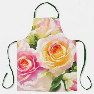 Gemälde von gelben und rosa Rosen Schürze