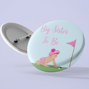 Gemälde von Golf-Baby-Mädchen süße Caddy große Sch Button