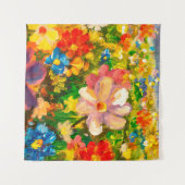 Gemälde von großen bunten Wildblumen strömen Wandteppich (Vorderseite (Horizontal))