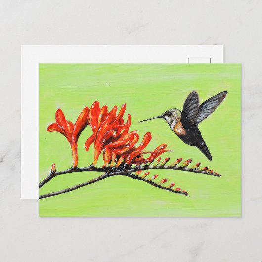 Gemälde von Hummingvogel und Krokodilchen Postkarte (Vorne/Hinten)