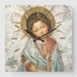 Gemälde von jungem Heiland Jesus Quadratische Wanduhr