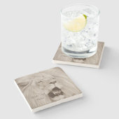 Gemälde von Löwen, die große Katzen brüllen Steinuntersetzer (Seitenansicht)