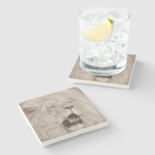 Gemälde von Löwen, die große Katzen brüllen Steinuntersetzer (Seitenansicht)