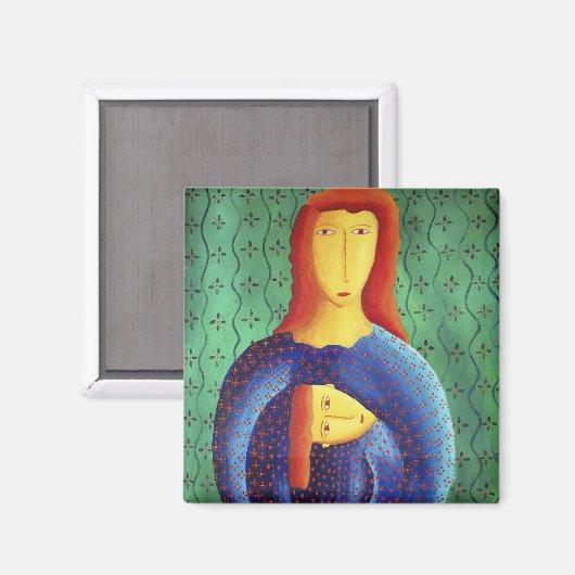 Gemälde von Mutter und Tochter Magnet (Vorderseite/Rückseite)