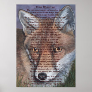 Gemälde von Rotfuchs mit traurigem Wildgedicht Poster