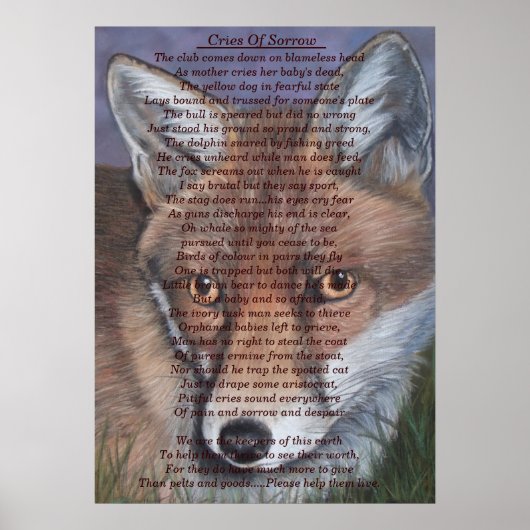Gemälde von Rotfuchs mit traurigem Wildgedicht Poster (Vorne)