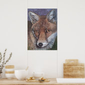 Gemälde von Rotfuchs mit traurigem Wildgedicht Poster (Küche)