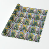 Gemälde von Samoyed Dog Spring Blumen Geschenkpapier (Ungerollt)
