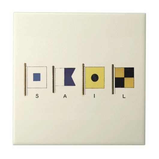 Gemälde von vier Flaggen mit Segeltuch, unter der  Fliese (Vorderseite)