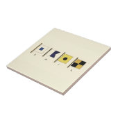 Gemälde von vier Flaggen mit Segeltuch, unter der  Fliese (Seite)