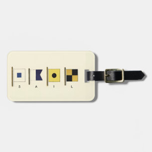 Gemälde von vier Flaggen mit Segeltuch, unter der  Gepäckanhänger