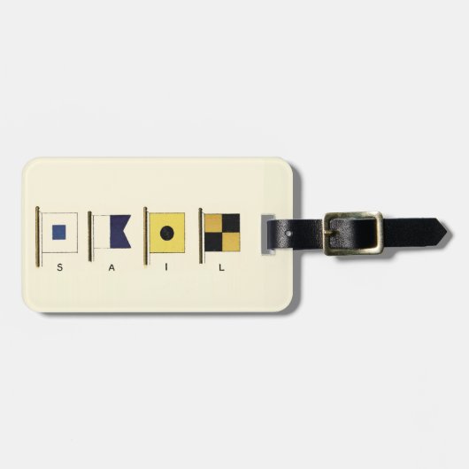 Gemälde von vier Flaggen mit Segeltuch, unter der Gepäckanhänger (Vorderseite horizontal)