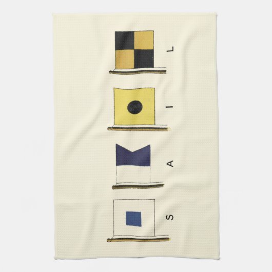 Gemälde von vier Flaggen mit Segeltuch, unter der  Geschirrtuch (Vertikal)