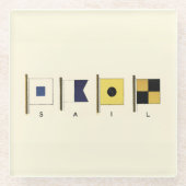 Gemälde von vier Flaggen mit Segeltuch, unter der  Glasuntersetzer (Vorderseite)