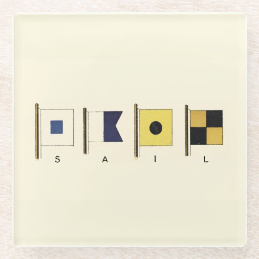 Gemälde von vier Flaggen mit Segeltuch, unter der Glasuntersetzer (Vorderseite)