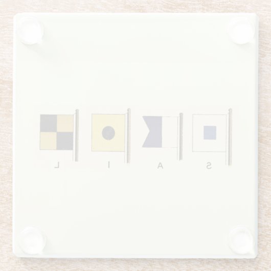 Gemälde von vier Flaggen mit Segeltuch, unter der  Glasuntersetzer (Rückseite)