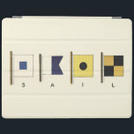 Gemälde von vier Flaggen mit Segeltuch, unter der  iPad Hülle<br><div class="desc">Dieses Gemälde ist nicht so subtil,  um die Meere zu besichtigen,  es enthält vier Flaggen mit dem Wort "Segel",  das unter ihnen geschrieben steht. Fühlen Sie den Ruf des Ozeans? Ein perfektes Geschenk für den besonderen jemanden,  den Sie gewollt haben,  um eine Kreuzfahrt mit Ihnen zu nehmen!</div>