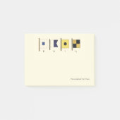 Gemälde von vier Flaggen mit Segeltuch, unter der  Post-it Klebezettel (Vorderseite)