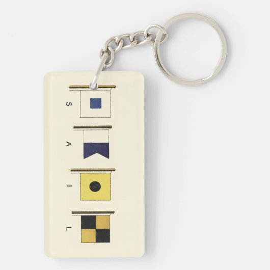 Gemälde von vier Flaggen mit Segeltuch, unter der  Schlüsselanhänger (Rückseite)