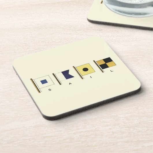 Gemälde von vier Flaggen mit Segeltuch, unter der Untersetzer (Linke Seite)