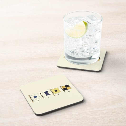 Gemälde von vier Flaggen mit Segeltuch, unter der  Untersetzer (Rechte Seite)