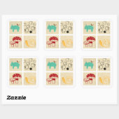 Gemälde von vier Kinderholzblöcken Quadratischer Aufkleber (Blatt)