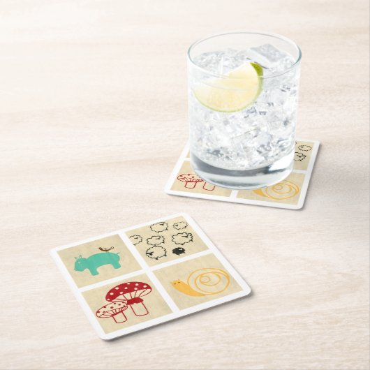 Gemälde von vier Kinderholzblöcken Rechteckiger Pappuntersetzer (Vor Ort)