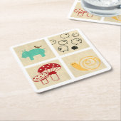 Gemälde von vier Kinderholzblöcken Rechteckiger Pappuntersetzer (angewinkelt)