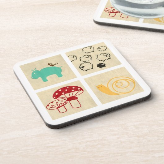 Gemälde von vier Kinderholzblöcken Untersetzer (Linke Seite)