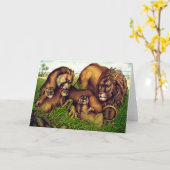 Gemälde von Vintagen Löwen Karte (Gelbe Blume)