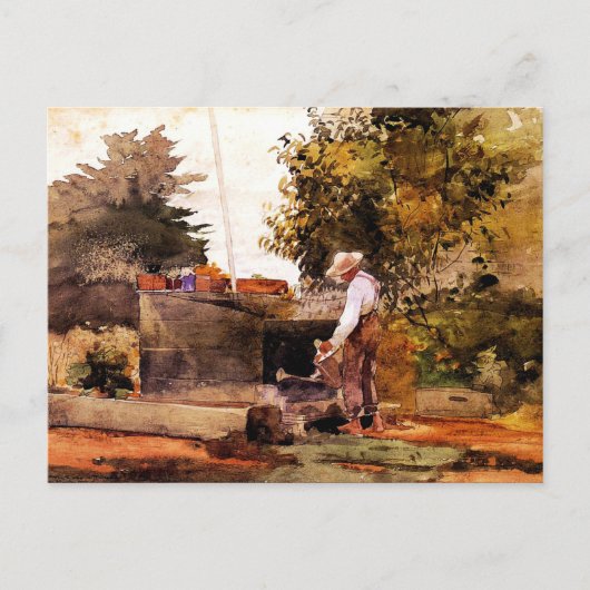 Gemälde von Winslow Homer am Brunnen Postkarte (Vorderseite)