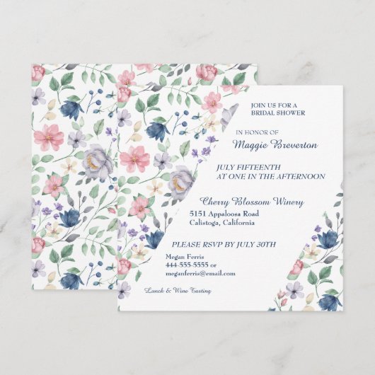 Gemälde Whimsy Blumendusche Einladung (Vorne/Hinten)