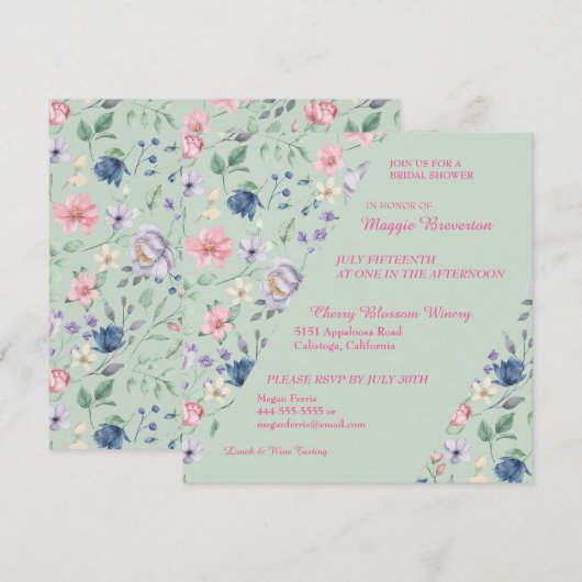 Gemälde Whimsy Blumendusche Einladung (Vorne/Hinten)