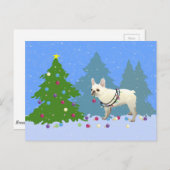 Gemäldebaum des französischen Bulldoggen im Wald Postkarte (Vorne/Hinten)