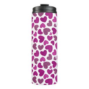 Gemäldemuster - Magenta & Glitzer Thermosbecher