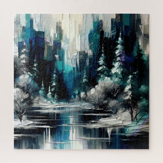 Gemäldete City Winter Szene 1006 Puzzle (Vertikal)