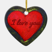 Gemäldete Herzdekoration Keramik Ornament (Vorne)