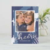 Gemäldete Imitate Silberfolie und Blau Abstrakt (Stehend Vorderseite)